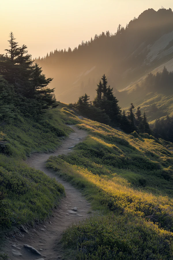 Serene Mountain Landscape at Sunset