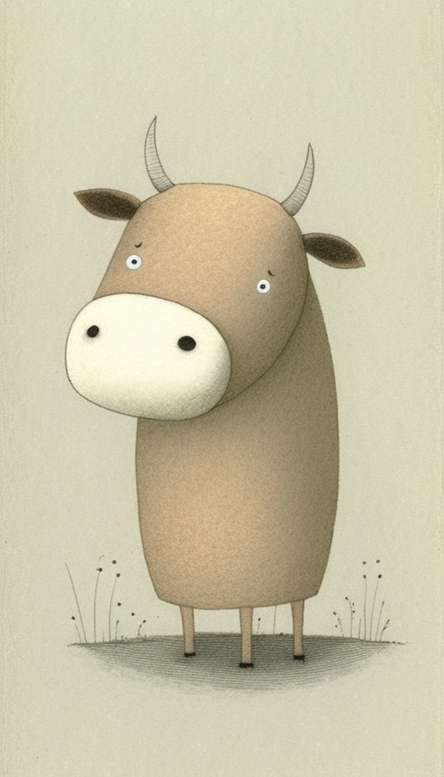 Stylized Illustration of a Cow