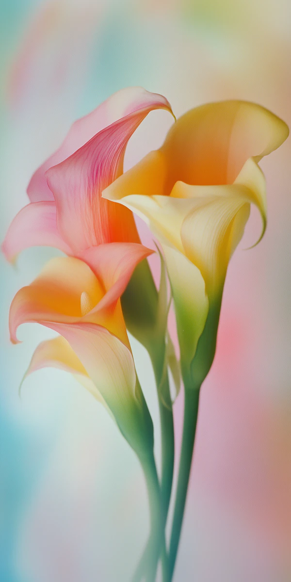 Close-up of Colorful Calla Lilies