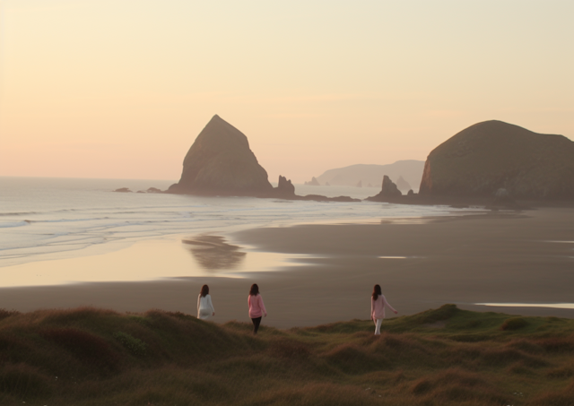 Tranquil Dusk: Serene Beach Walk at Sunset