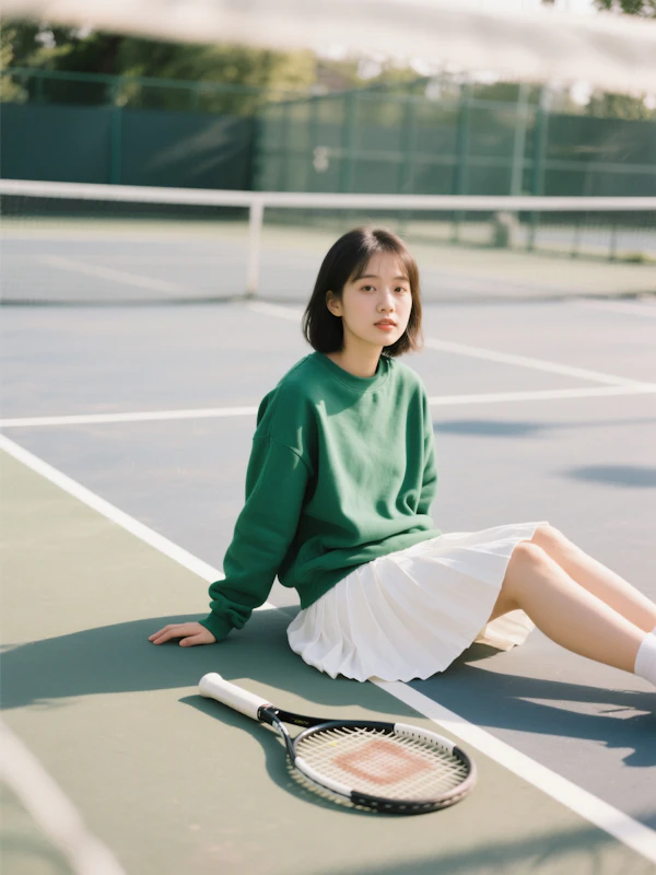 Woman on Tennis Court
