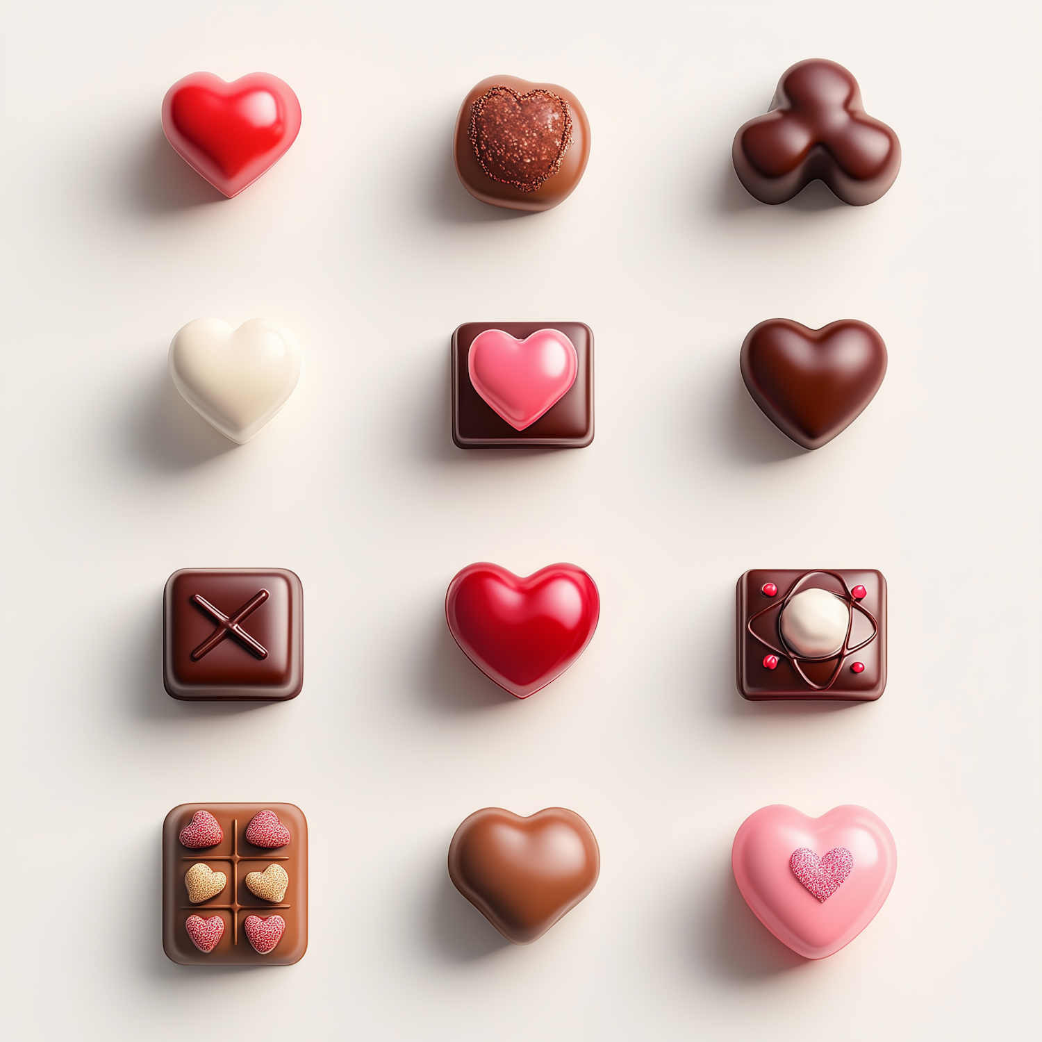 Assorted Chocolates in Grid Pattern