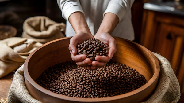 Hands Holding Coffee Beans