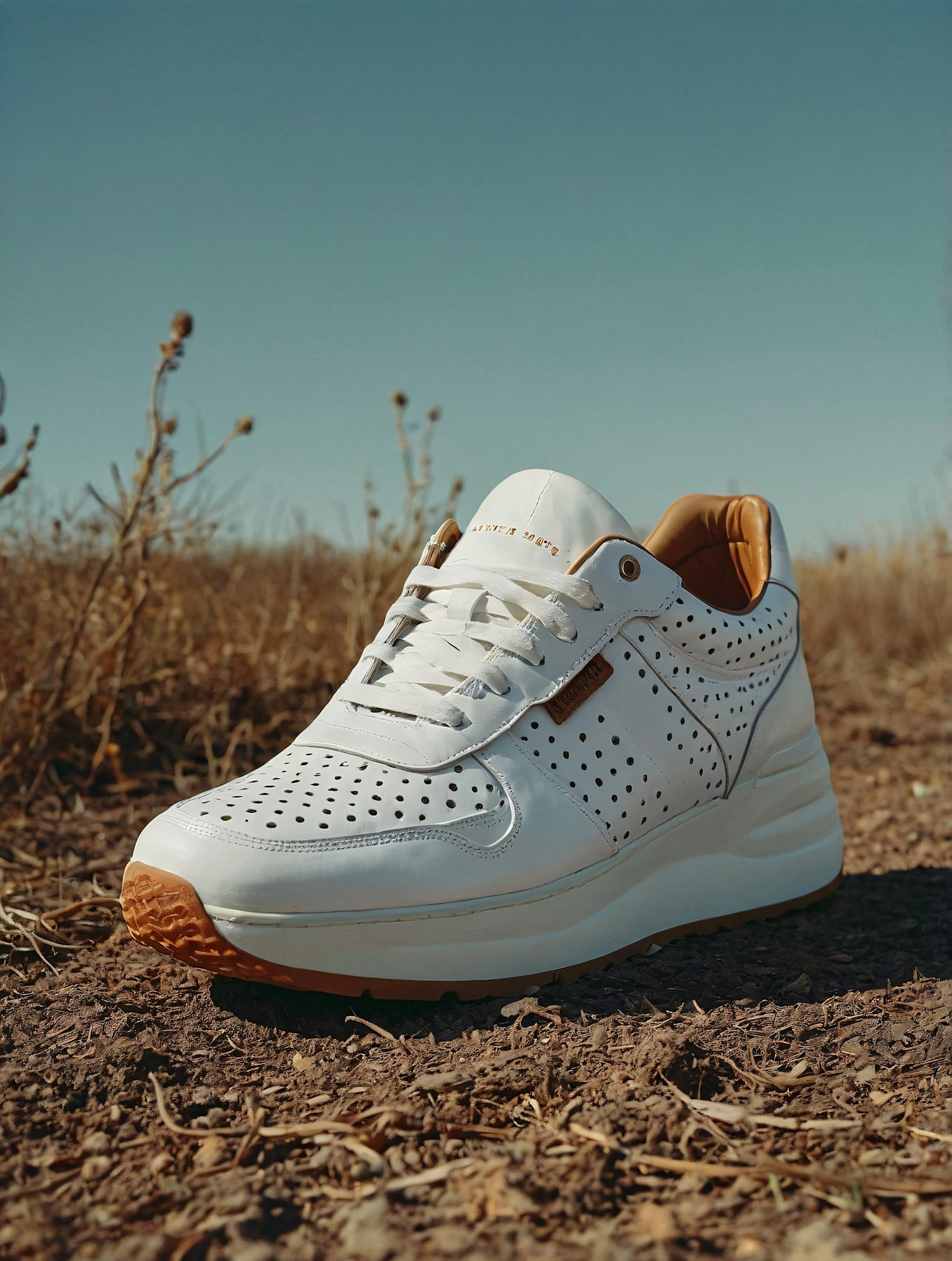 White Sneaker on Earthy Background