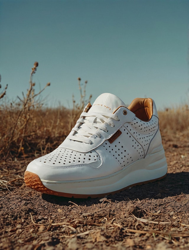 White Sneaker on Earthy Background