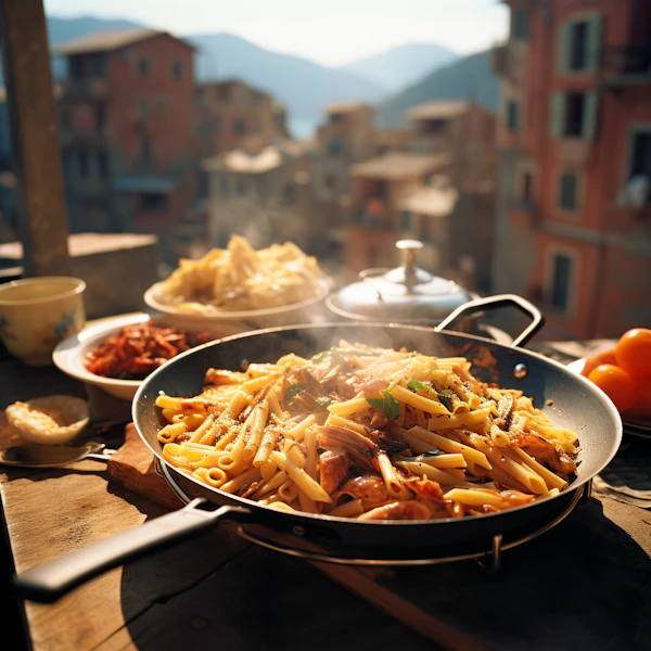 Sunlit Mediterranean Penne Feast
