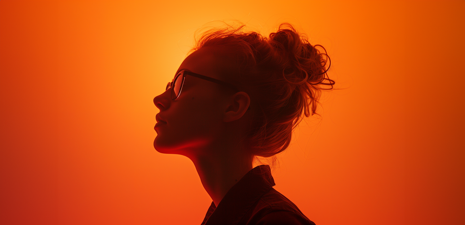 Contemplative Woman in Orange Light