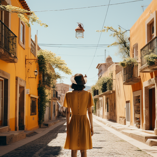 Golden Morning on a Quaint European Street