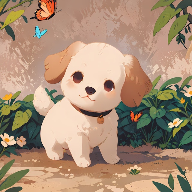 Cartoon Puppy in Nature