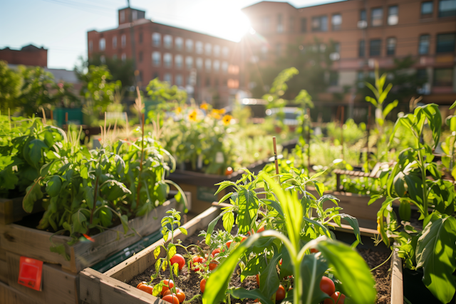 Urban Garden in Golden Sunlight