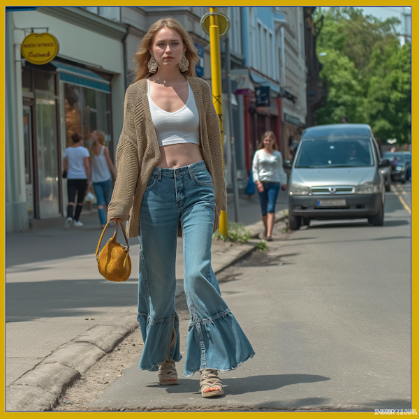 Confident Woman Walking in City