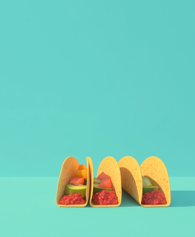 Colorful Tacos on Teal Background