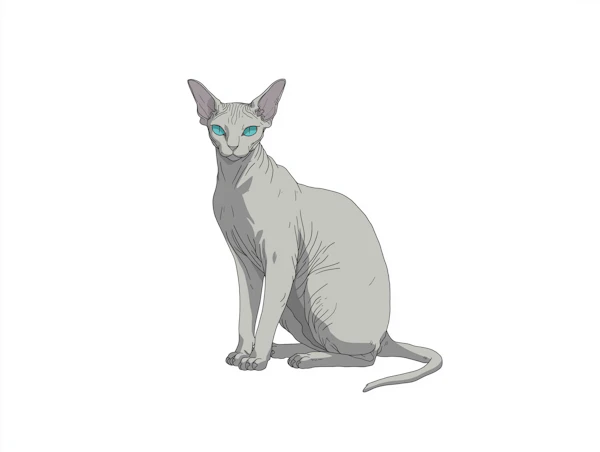 Grey Sphynx Cat Illustration