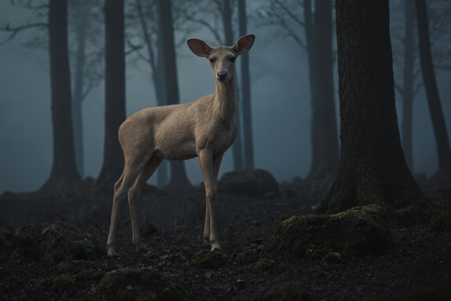 Deer in Misty Forest