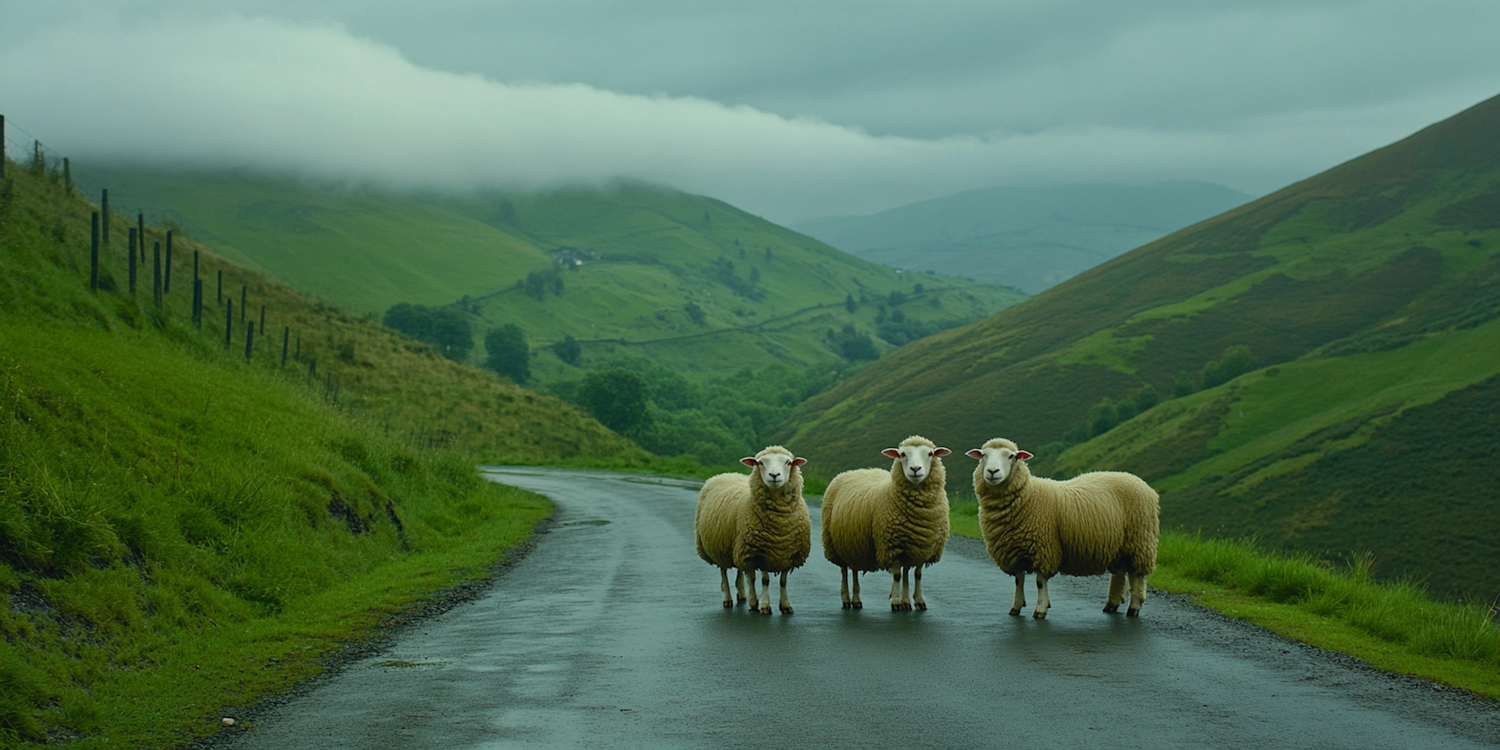 Serene Rural Scene with Sheep