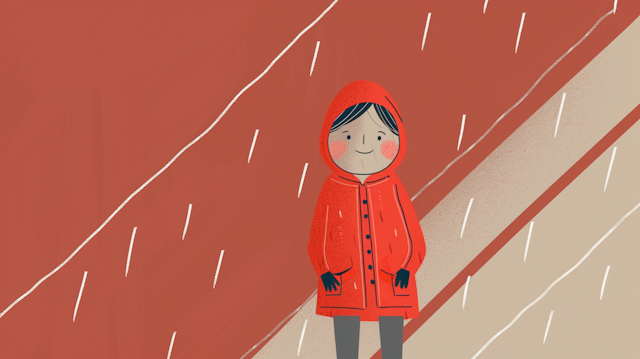 Cartoon Character in Red Raincoat