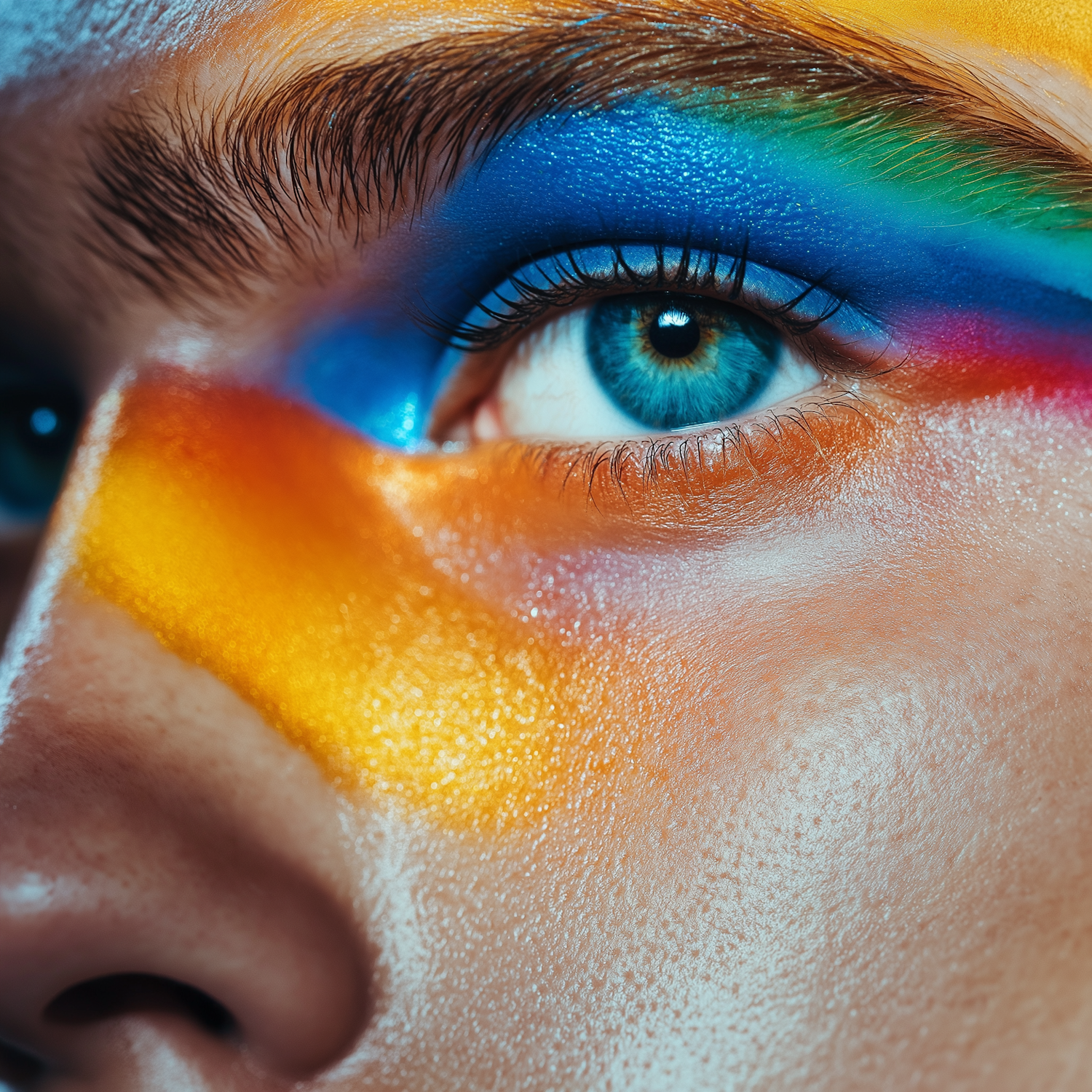 Close-up of Eye with Vibrant Makeup