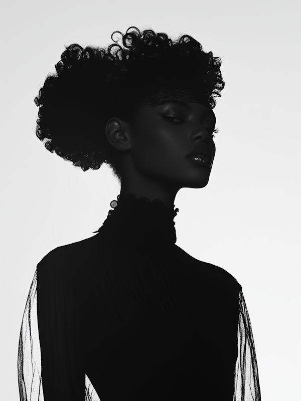 Monochromatic Silhouette of Elegant Woman