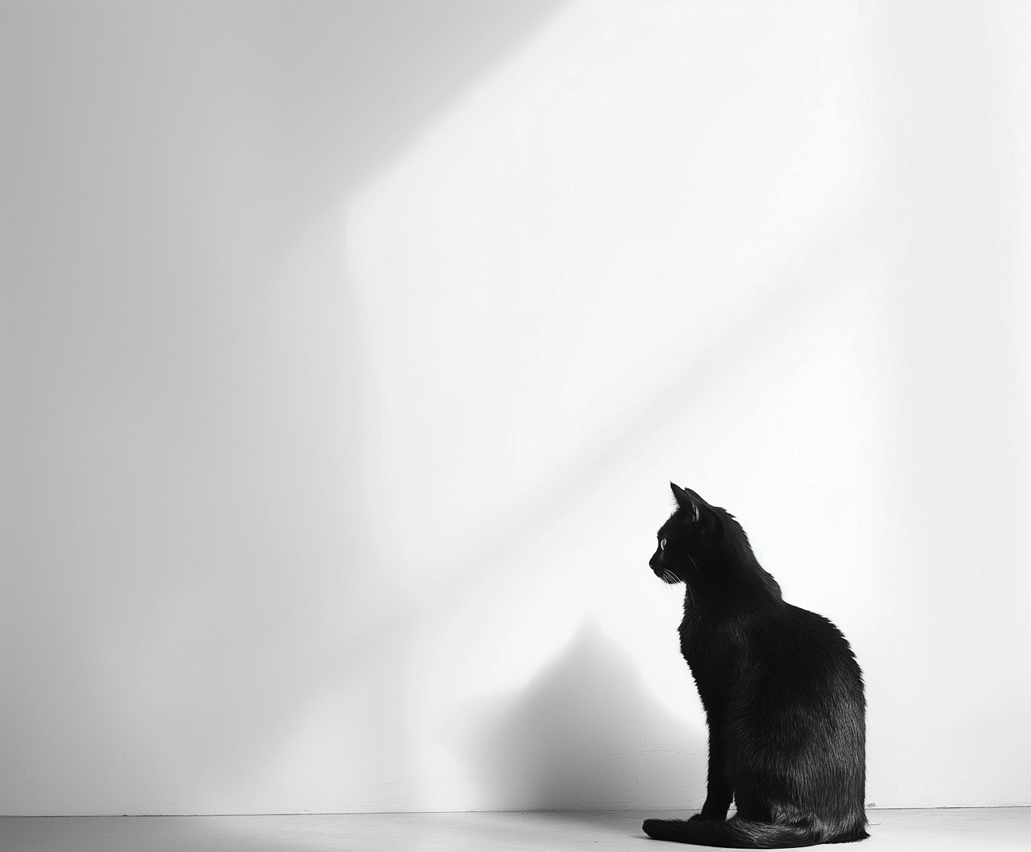 Black Cat in Minimalist Setting