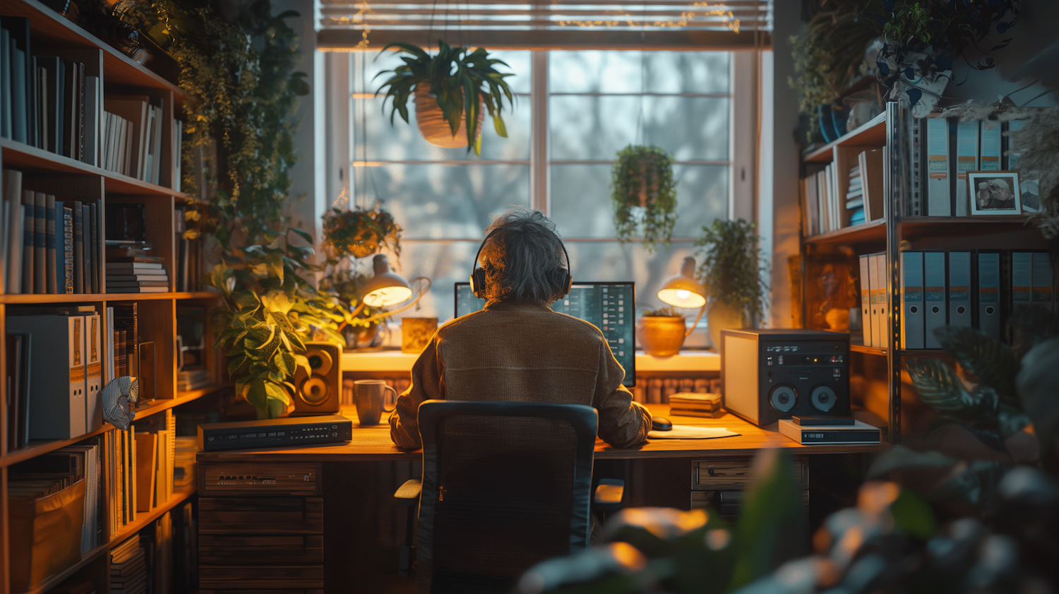 Cozy Home Office at Dusk