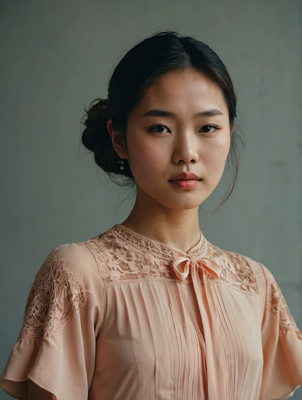 Portrait of a Young Woman in Elegant Attire