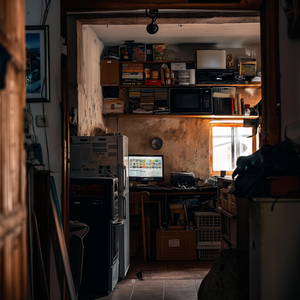 Cluttered Workspace with Natural Lighting