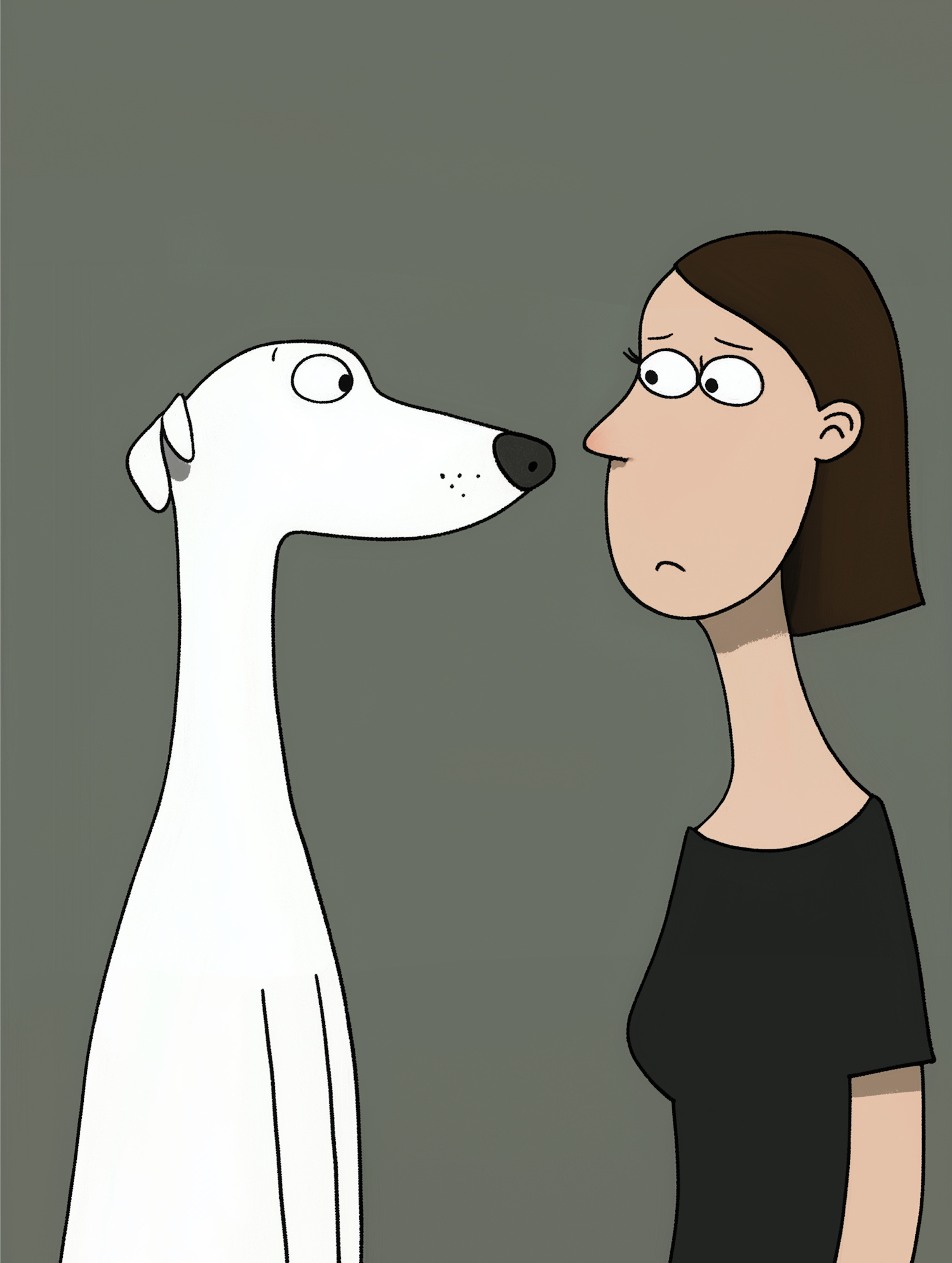 Woman and Dog Cartoon Interaction