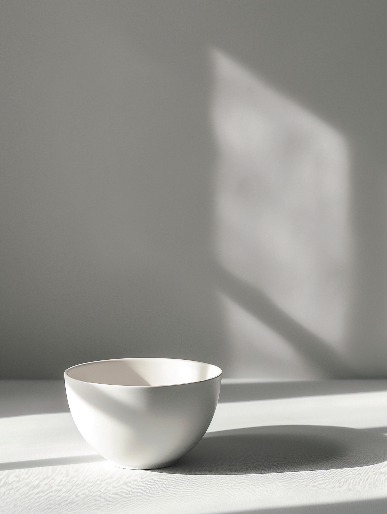 Minimalist White Bowl with Geometric Shadows