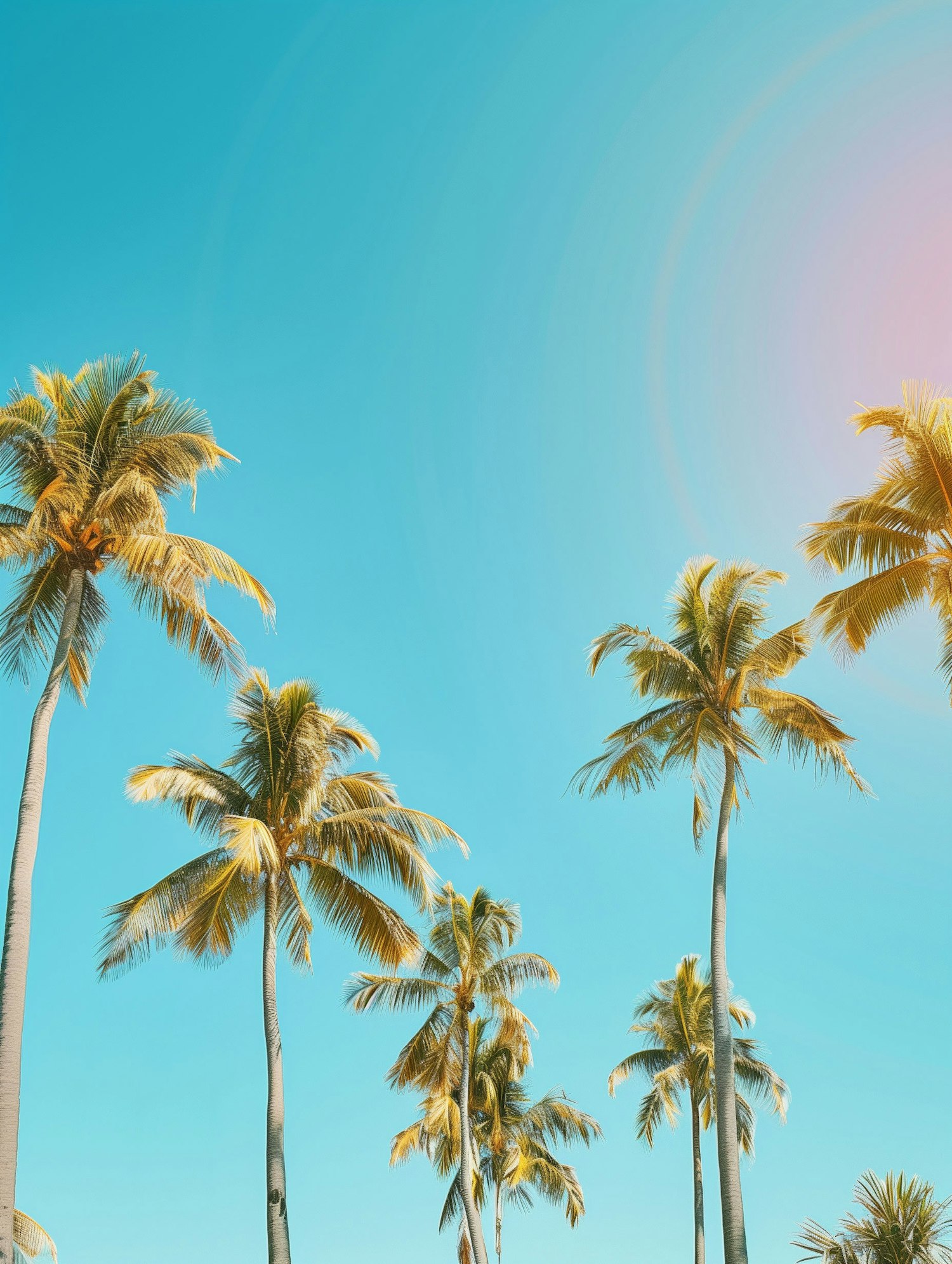 Serene Palm Trees and Clear Sky