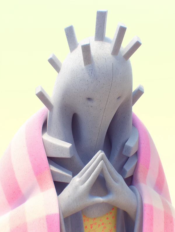 Contemplative 3D Character