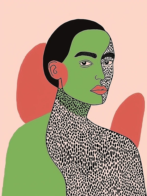 Stylized Portrait with Color and Pattern