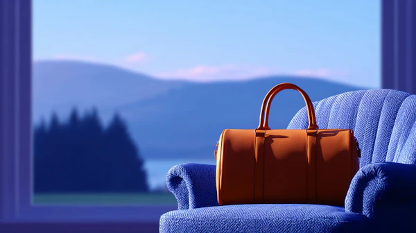 Orange Bag on Blue Chair