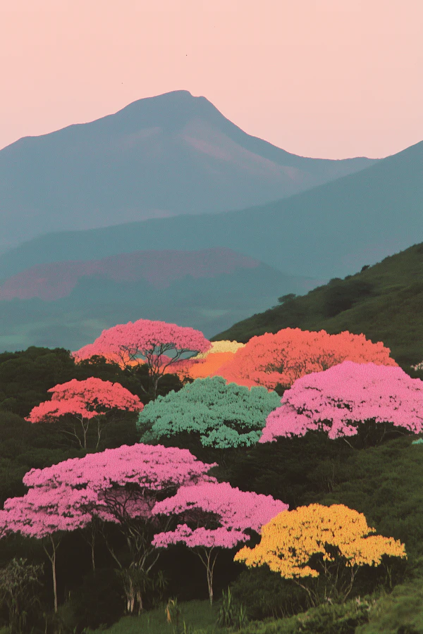 Vibrant Landscape with Colorful Trees