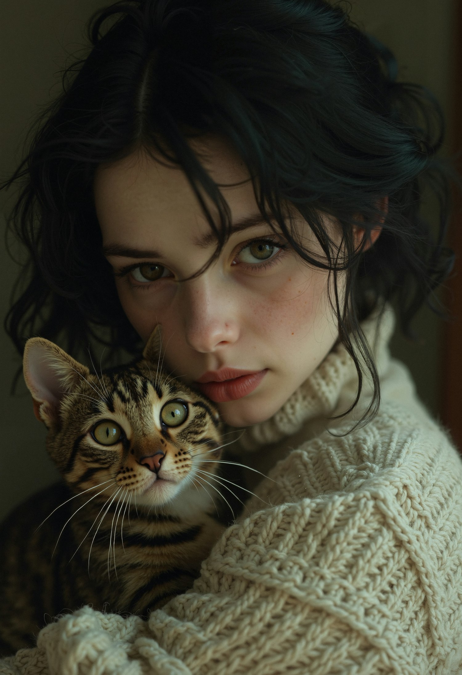 Tender Moment with Cat