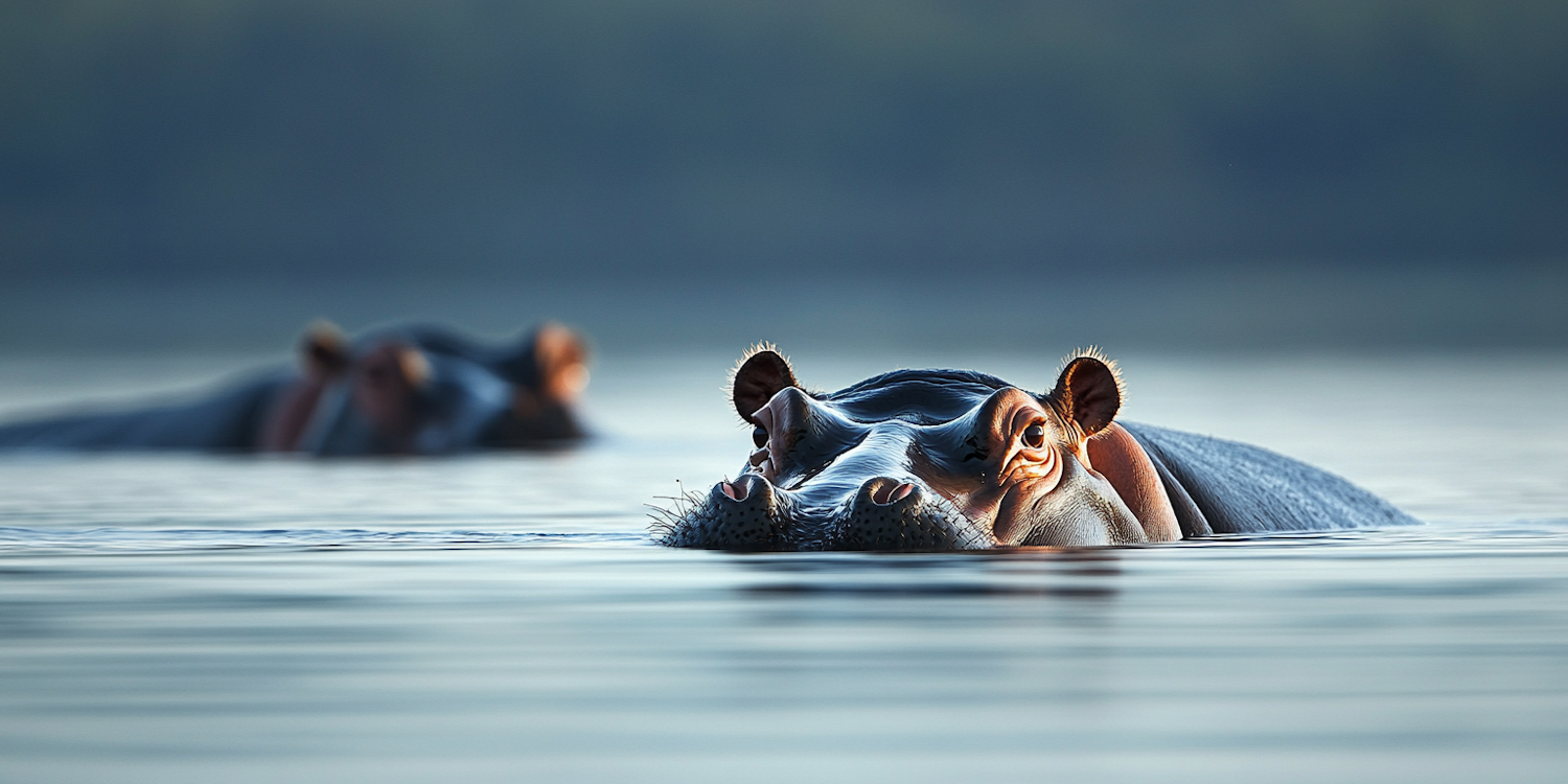 Serene Hippos in Water