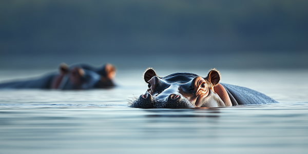 Serene Hippos in Water