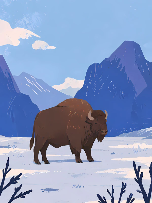 Bison in Snowy Wilderness