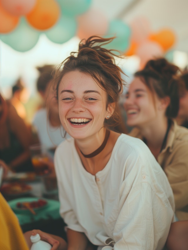 Joyful Woman at Festive Celebration