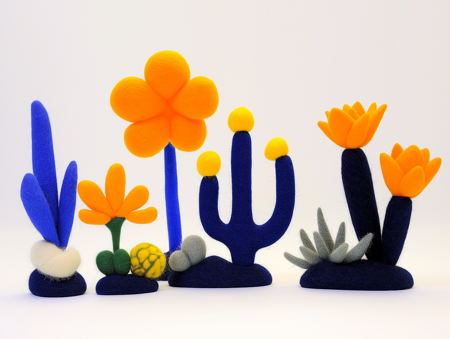 Stylized Felt Plants and Flowers