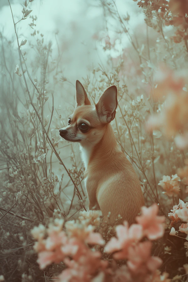 Chihuahua in Flower Field