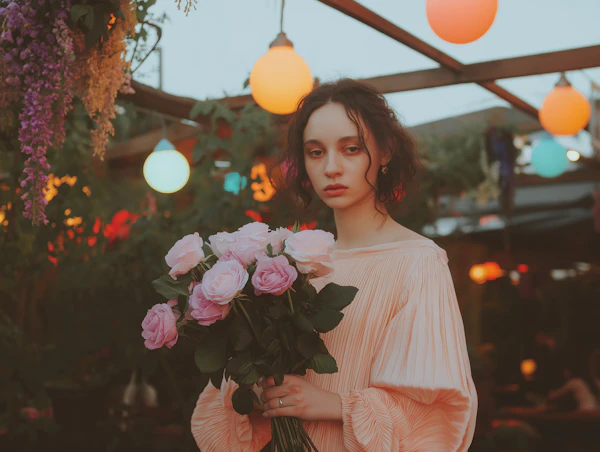 Serene Woman with Roses
