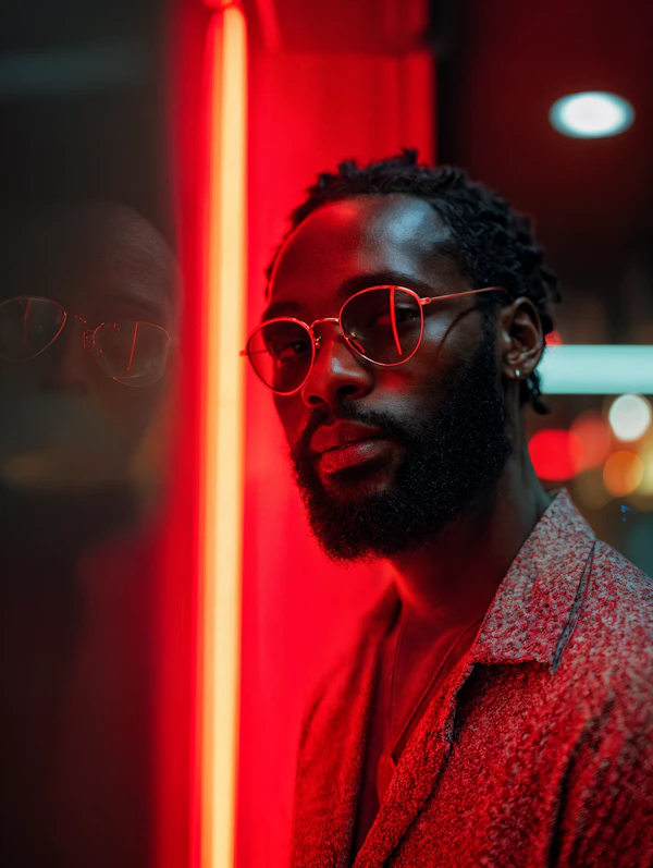 Neon Reflection Portrait