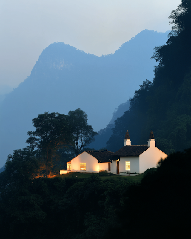 Serene House on Misty Hillside