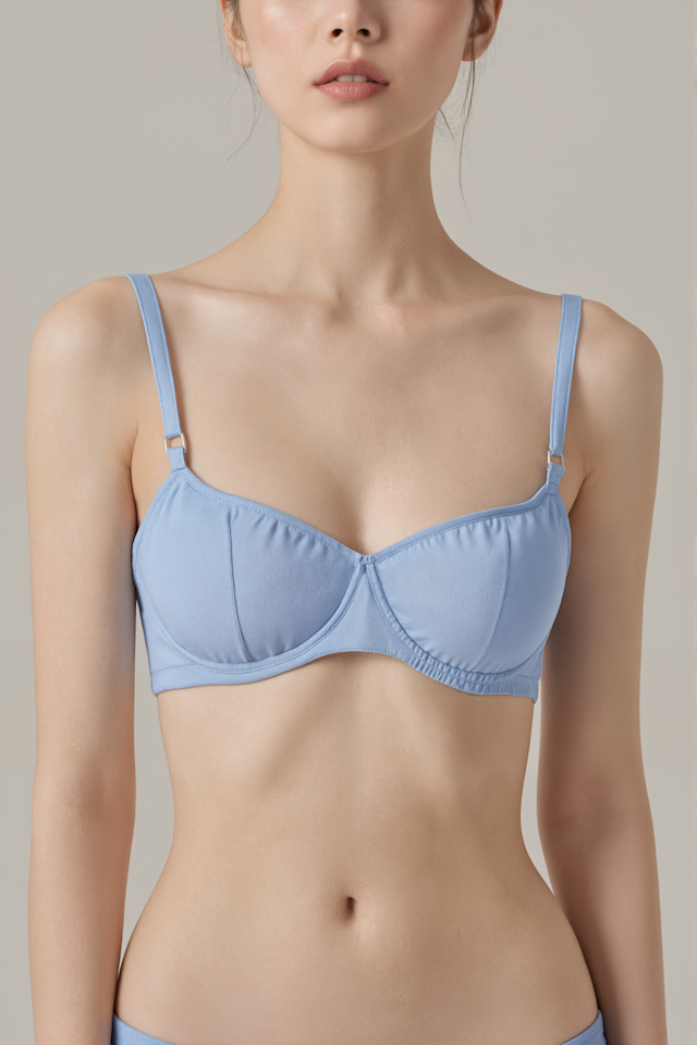 Minimalistic Portrait of Woman in Light Blue Bra