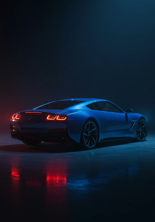 Sleek Blue Sports Car