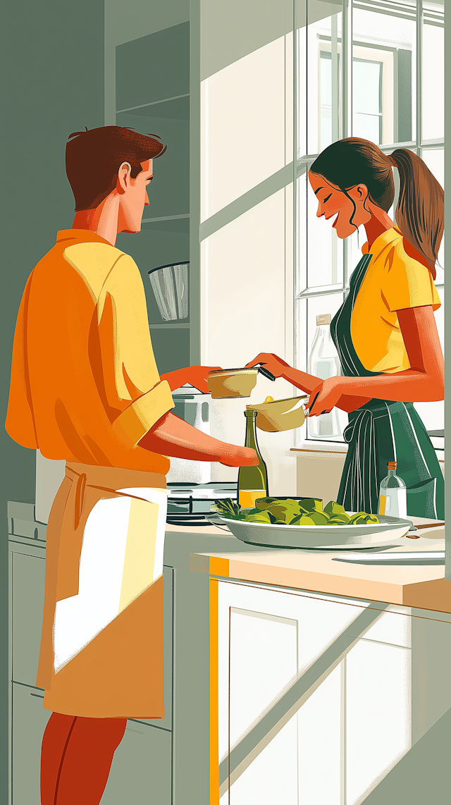 Cooking Together in a Modern Kitchen