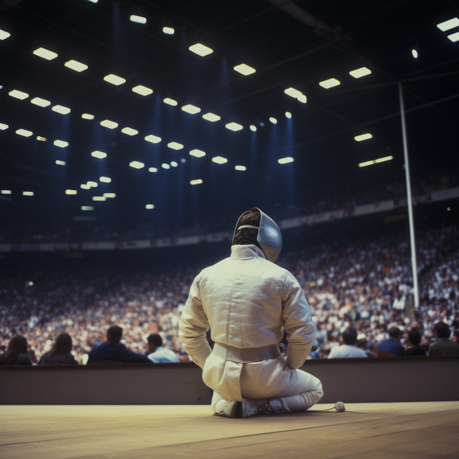 Contemplative Fencer at Arena