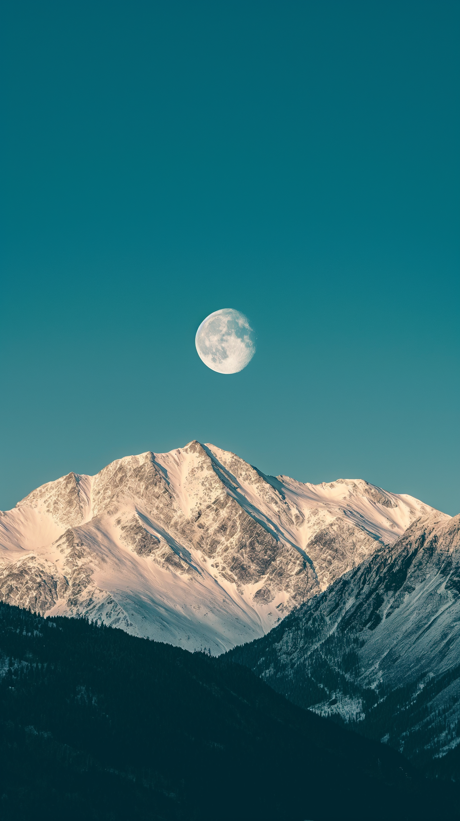 Lunar Majesty Over Serene Mountain Vista