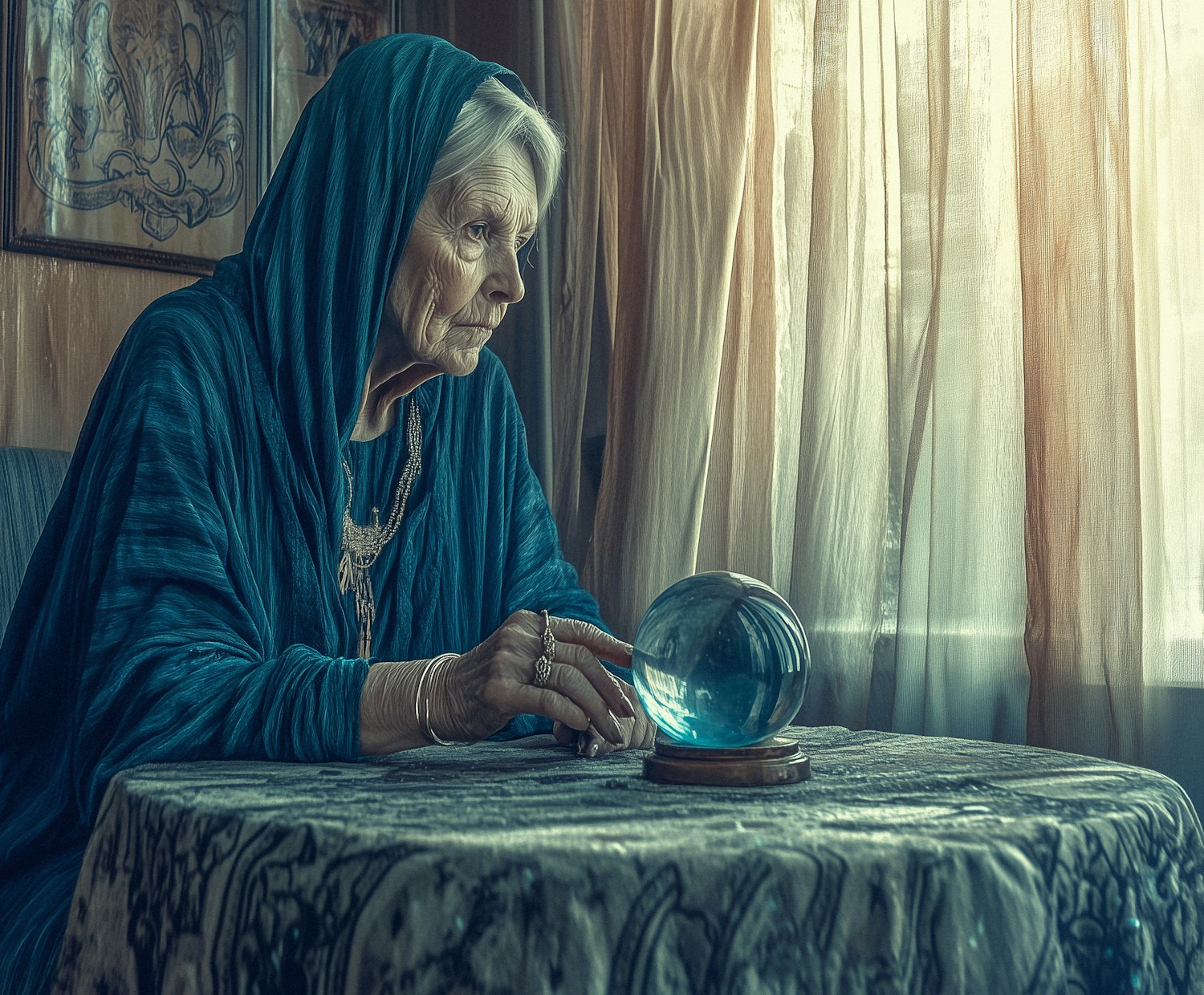 Elderly Woman with Crystal Ball