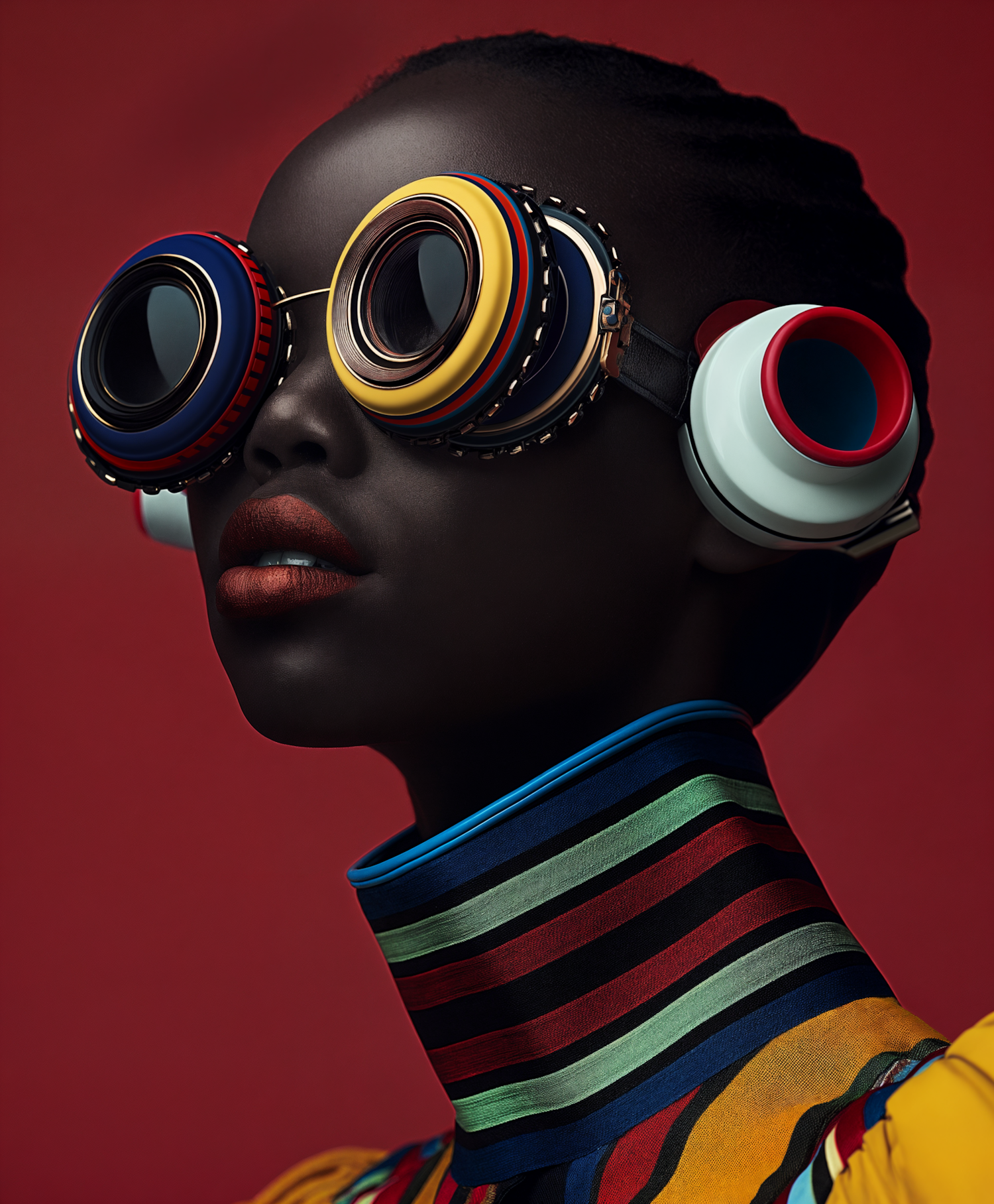 Colorful Goggles on African Woman